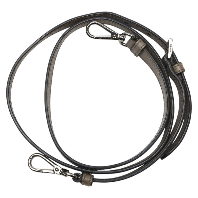 プラダ 三角ロゴプレート ハンドバッグ ショルダーバッグ 2WAY グレー レザー レディース PRADA 【中古】