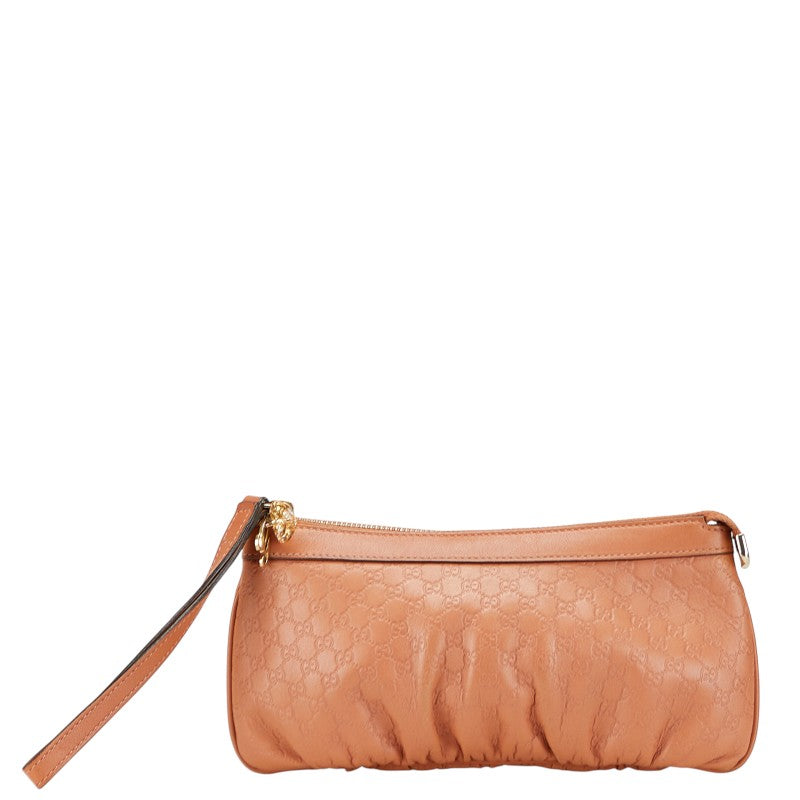 グッチ マイクログッチシマ ポーチ 295839 ブラウン レザー レディース GUCCI 【中古】