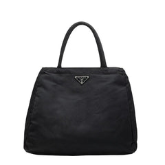 プラダ 三角ロゴプレート ハンドバッグ ブラック ナイロン レディース PRADA 【中古】