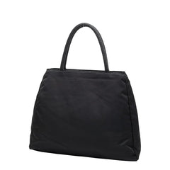 プラダ 三角ロゴプレート ハンドバッグ ブラック ナイロン レディース PRADA 【中古】