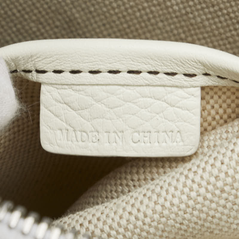 セリーヌ Cマカダム 馬車 ショルダーバッグ ベージュ ホワイト ブルー PVC レザー レディース CELINE 【中古】