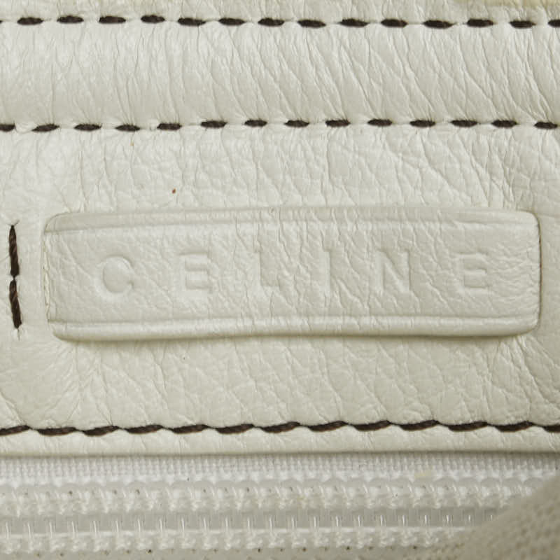 セリーヌ Cマカダム 馬車 ショルダーバッグ ベージュ ホワイト ブルー PVC レザー レディース CELINE 【中古】