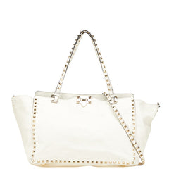 ヴァレンティノ ロックスタッズ ハンドバッグ ショルダーバッグ 2WAY ホワイト レザー レディース VALENTINO 【中古】
