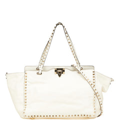 ヴァレンティノ ロックスタッズ ハンドバッグ ショルダーバッグ 2WAY ホワイト レザー レディース VALENTINO 【中古】