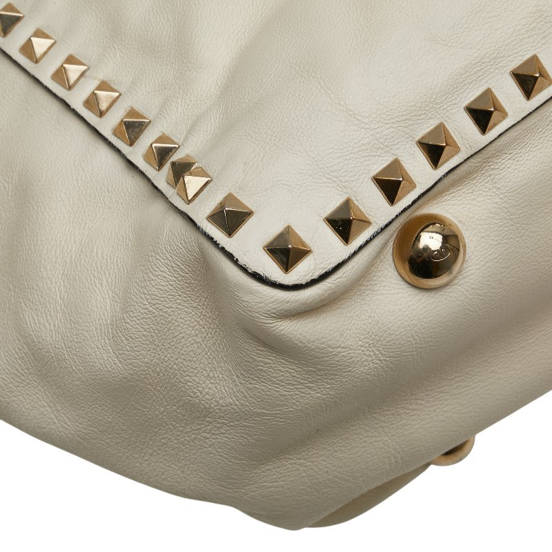 ヴァレンティノ ロックスタッズ ハンドバッグ ショルダーバッグ 2WAY ホワイト レザー レディース VALENTINO 【中古】