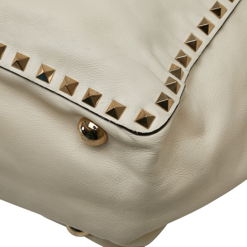 ヴァレンティノ ロックスタッズ ハンドバッグ ショルダーバッグ 2WAY ホワイト レザー レディース VALENTINO 【中古】