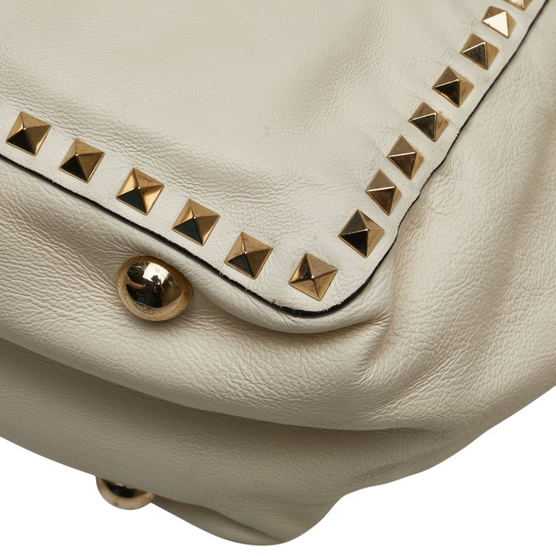 ヴァレンティノ ロックスタッズ ハンドバッグ ショルダーバッグ 2WAY ホワイト レザー レディース VALENTINO 【中古】