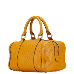 グッチ マイクログッチシマ ミニボストンバッグ ショルダーバッグ 2WAY 269876 ブラウン イエロー レザー レディース GUCCI 【中古】