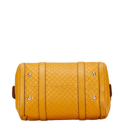 グッチ マイクログッチシマ ミニボストンバッグ ショルダーバッグ 2WAY 269876 ブラウン イエロー レザー レディース GUCCI 【中古】