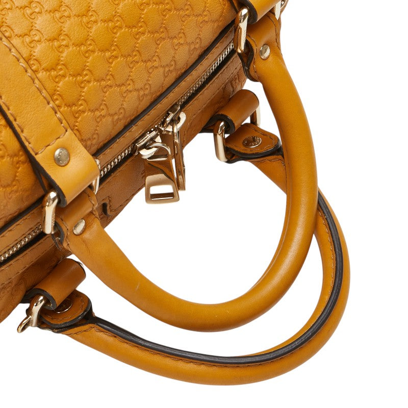 グッチ マイクログッチシマ ミニボストンバッグ ショルダーバッグ 2WAY 269876 ブラウン イエロー レザー レディース GUCCI 【中古】