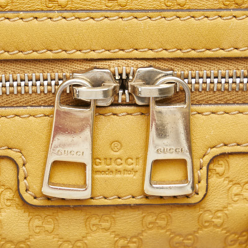グッチ マイクログッチシマ ミニボストンバッグ ショルダーバッグ 2WAY 269876 ブラウン イエロー レザー レディース GUCCI 【中古】