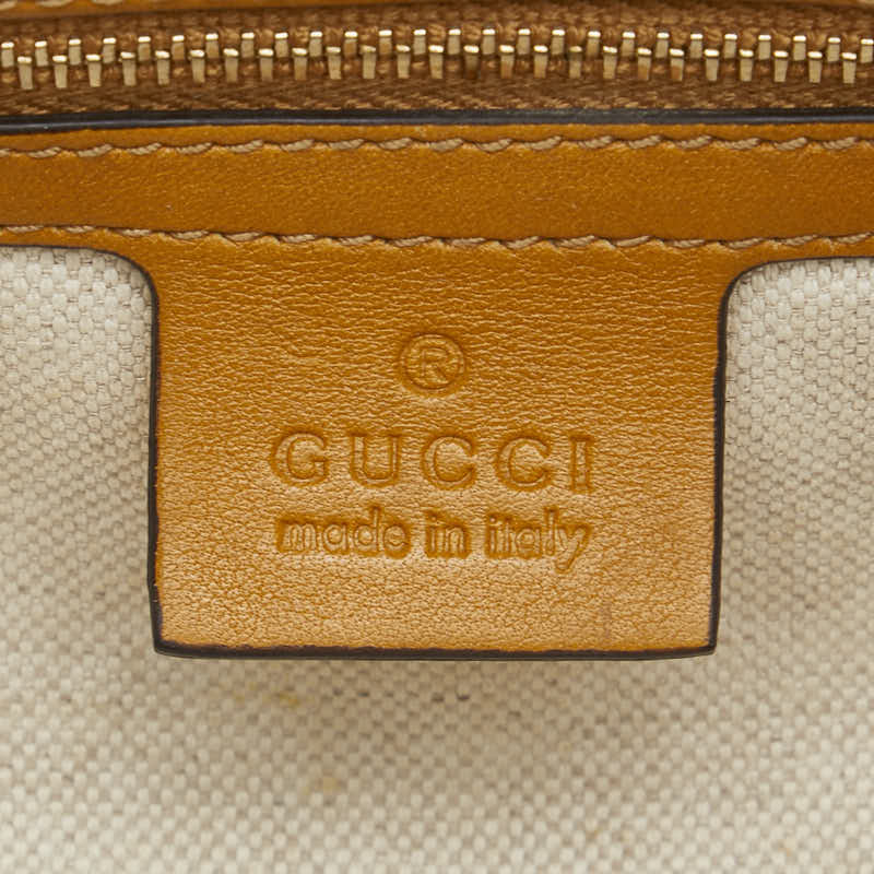 グッチ マイクログッチシマ ミニボストンバッグ ショルダーバッグ 2WAY 269876 ブラウン イエロー レザー レディース GUCCI 【中古】