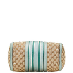 グッチ GGキャンバス シェリーライン ミニボストンバッグ ショルダーバッグ 2WAY 247205 ベージュ グリーン キャンバス レザー レディース GUCCI 【中古】