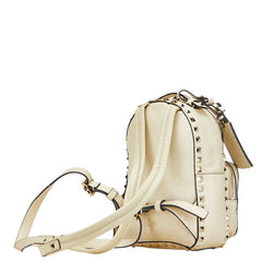 ヴァレンティノ スタッズ リュック バックパック ホワイト レザー レディース VALENTINO 【中古】