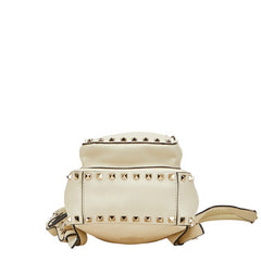 ヴァレンティノ スタッズ リュック バックパック ホワイト レザー レディース VALENTINO 【中古】