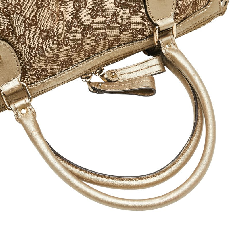 グッチ GGキャンバス ハンドバッグ ショルダーバッグ 2WAY 285730 ベージュ シャンパンゴールド キャンバス レザー レディース GUCCI 【中古】