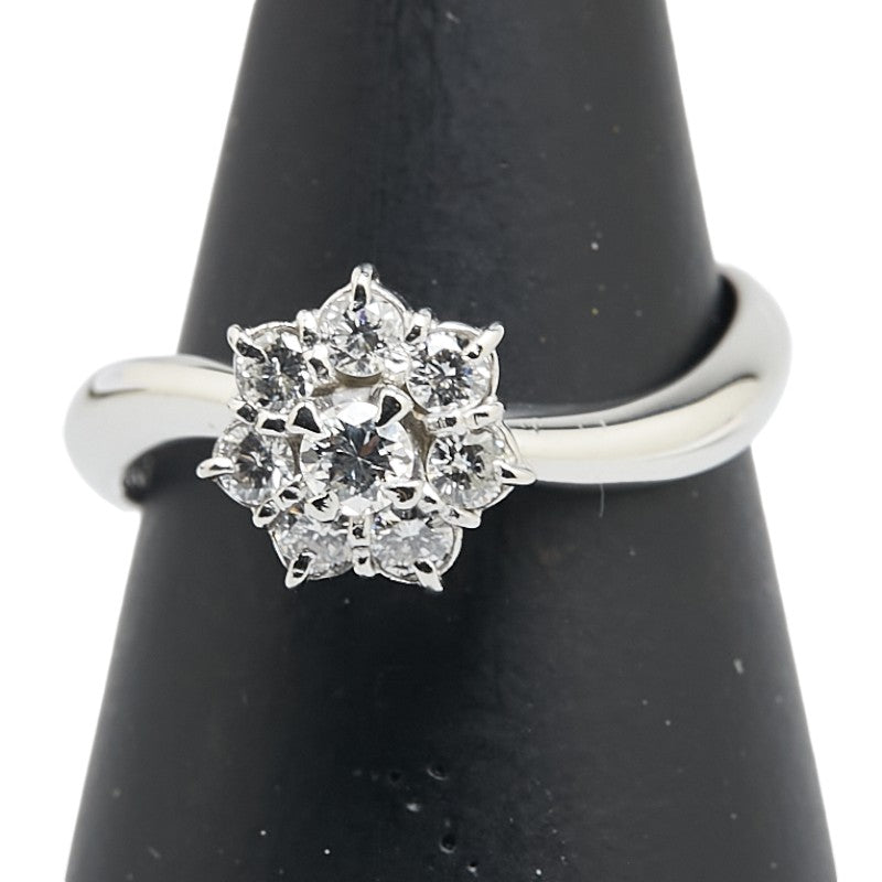 Pt900 プラチナ ダイヤ0.094ct ダイヤ0.28ct 花 フラワー モチーフ リング 指輪 レディース 11号 【中古】