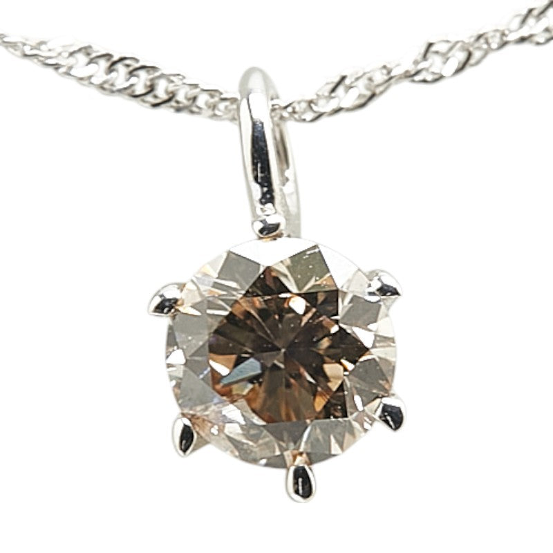 K18WG ホワイトゴールド ダイヤ0.30ct 1P プチ ペンダントネックレス レディース 【中古】