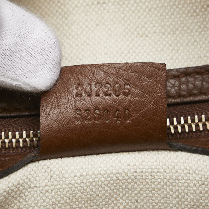 グッチ GGキャンバス ハンドバッグ ショルダーバッグ 2WAY 247205 ベージュ ブラウン キャンバス レザー レディース GUCCI 【中古】