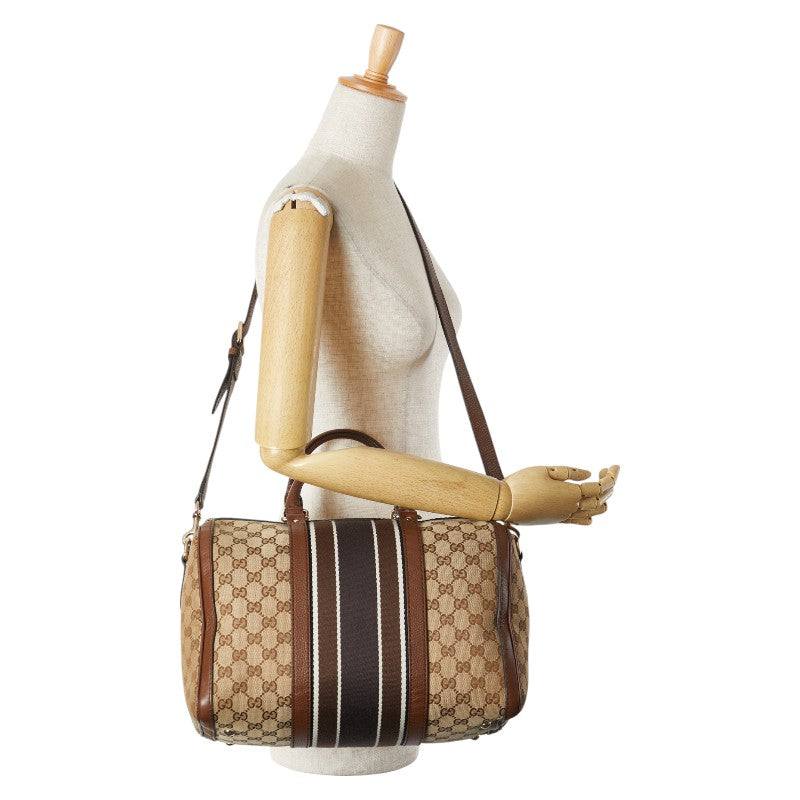 グッチ GGキャンバス ハンドバッグ ショルダーバッグ 2WAY 247205 ベージュ ブラウン キャンバス レザー レディース GUCCI 【中古】