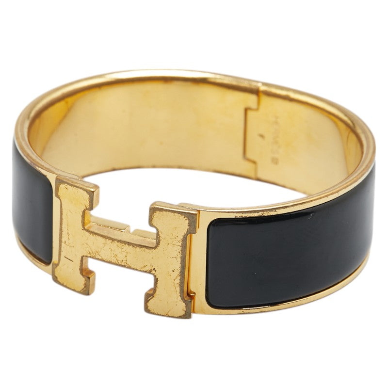 エルメス クリッククラックH PM バングル ゴールド ブラック メッキ レディース HERMES 【中古】