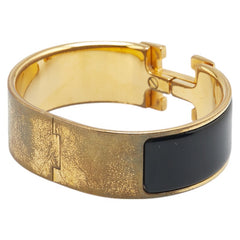 エルメス クリッククラックH PM バングル ゴールド ブラック メッキ レディース HERMES 【中古】