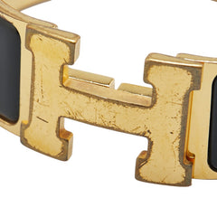 エルメス クリッククラックH PM バングル ゴールド ブラック メッキ レディース HERMES 【中古】
