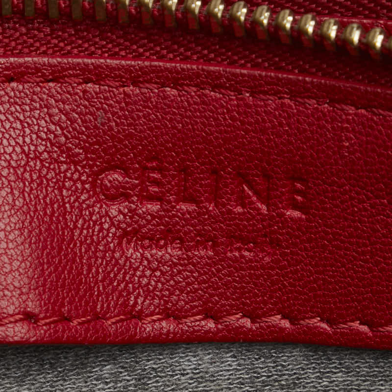 セリーヌ トリオ 斜め掛け ショルダーバッグ レッド レザー レディース CELINE 【中古】