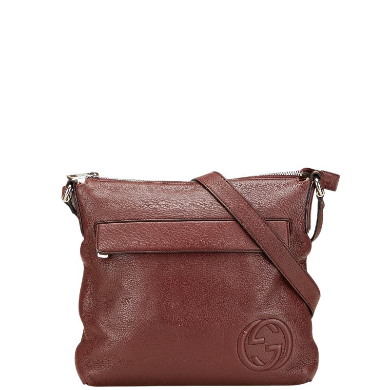 グッチ インターロッキングG 斜め掛け ショルダーバッグ 322059 ワインレッド ボルドー レザー レディース GUCCI 【中古】