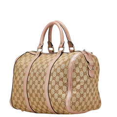 グッチ GGキャンバス ミニボストンバッグ ショルダーバッグ 2WAY 247205 ベージュ ピンク キャンバス レザー レディース GUCCI 【中古】