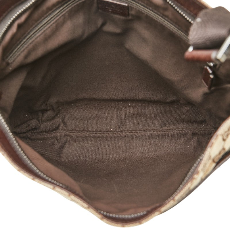 グッチ GGキャンバス ショルダーバッグ 122791 ベージュ ブラウン キャンバス レザー レディース GUCCI 【中古】