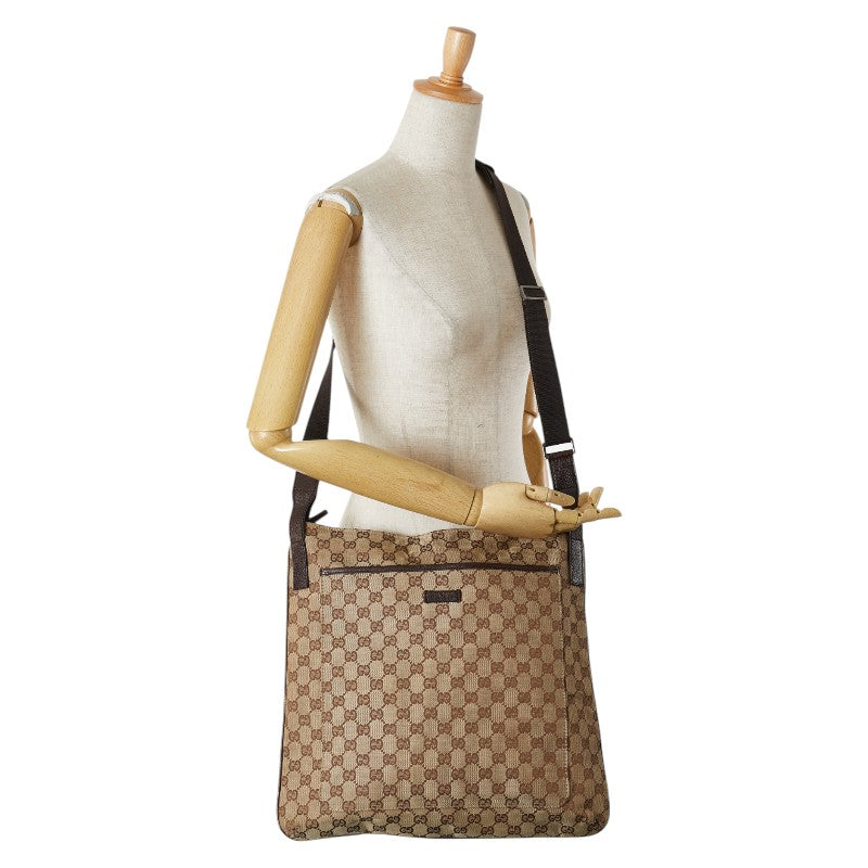 グッチ GGキャンバス ショルダーバッグ 122791 ベージュ ブラウン キャンバス レザー レディース GUCCI 【中古】