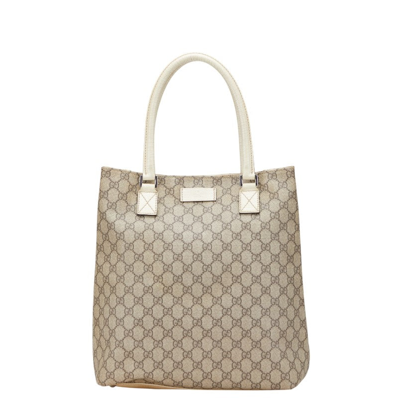 グッチ GGスプリーム ハンドバッグ トートバッグ 131220 ベージュ アイボリー PVC レザー レディース GUCCI 【中古】