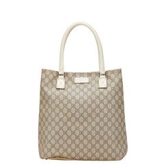 グッチ GGスプリーム ハンドバッグ トートバッグ 131220 ベージュ アイボリー PVC レザー レディース GUCCI 【中古】