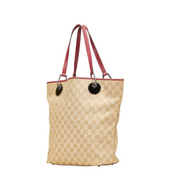 グッチ GGキャンバス トートバッグ ハンドバッグ 120836 ベージュ レッド キャンバス レザー レディース GUCCI 【中古】