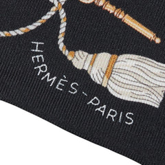 エルメス ツイリー Les Cles a Pois レクレアポア スカーフ ブラック ブラウン マルチカラー シルク レディース HERMES 【中古】