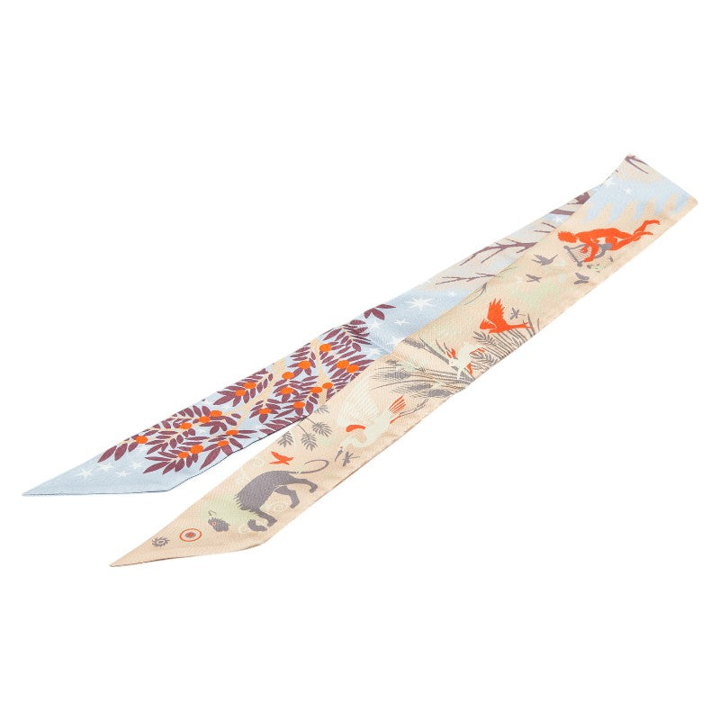 エルメス ツイリー Sous le Charme d'Orphee オルフェウスの魅力に誘われて スカーフ ベージュ ブルー マルチカラー シルク レディース HERMES 【中古】