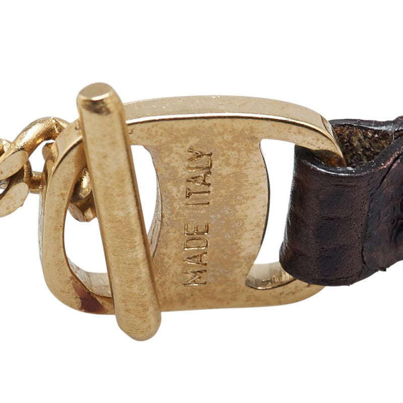 サルヴァトーレフェラガモ ブレスレット ブラウン ゴールド レザー メッキ レディース Salvatore Ferragamo 【中古】