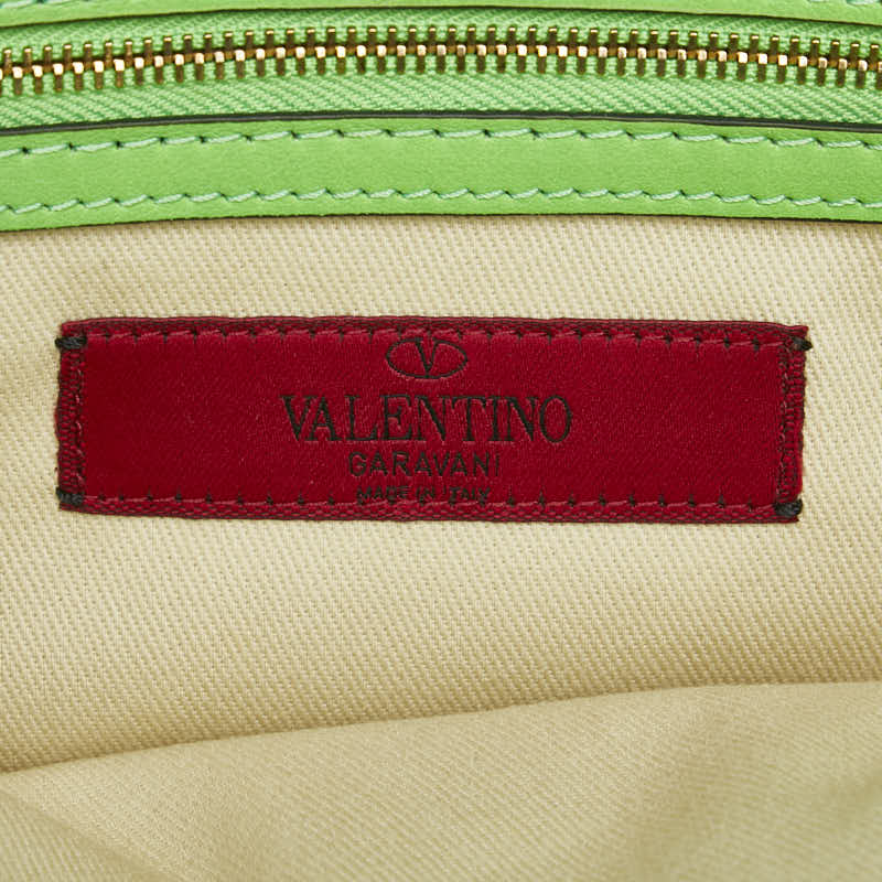 ヴァレンティノ ロックスタッズ ハンドバッグ ショルダーバッグ 2WAY グリーン ゴールド レザー レディース VALENTINO 【中古】
