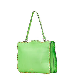 ヴァレンティノ ロックスタッズ ハンドバッグ ショルダーバッグ 2WAY グリーン ゴールド レザー レディース VALENTINO 【中古】