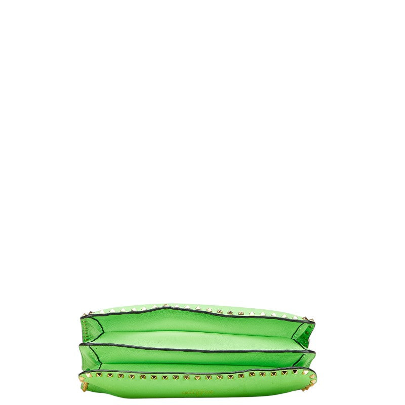 ヴァレンティノ ロックスタッズ ハンドバッグ ショルダーバッグ 2WAY グリーン ゴールド レザー レディース VALENTINO 【中古】