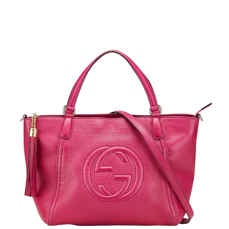 グッチ ソーホー タッセル ハンドバッグ ショルダーバッグ 2WAY 369176 ピンク レザー レディース GUCCI 【中古】