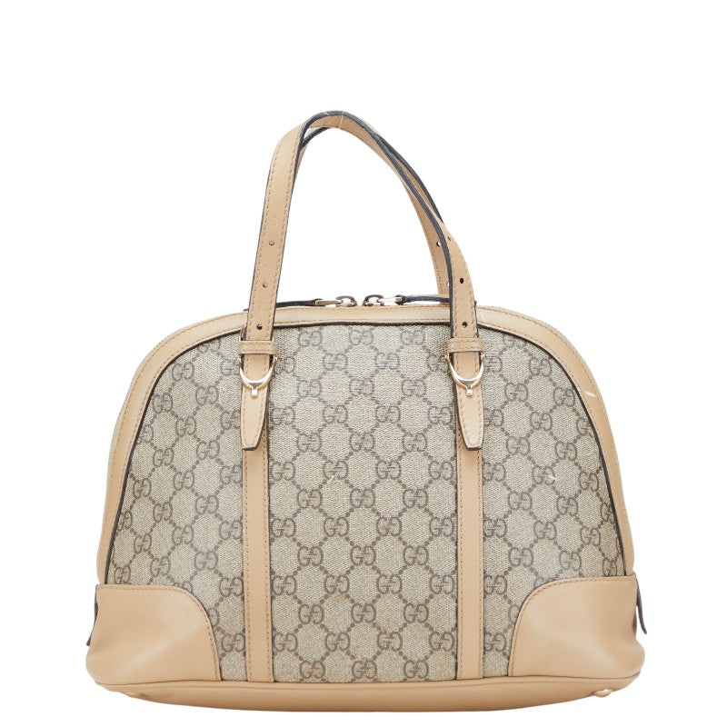 グッチ GGスプリーム ハンドバッグ 309617 ベージュ ブラウン PVC レザー レディース GUCCI 【中古】