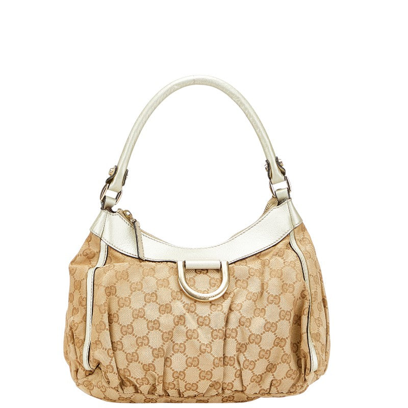 グッチ アビー GGキャンバス ショルダーバッグ 190525 ベージュ シルバー キャンバス レザー レディース GUCCI 【中古】