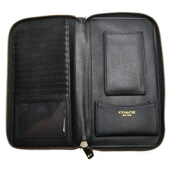 コーチ シグネチャー トラベルオーガナイザー 長財布 ブラック グレー PVC レザー レディース COACH 【中古】