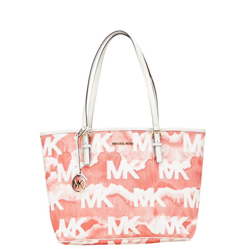 マイケルコース キャリーオール トートバッグ レッド ホワイト PVC レザー レディース Michael Kors 【中古】