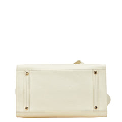 エーディーエムジェイ ロゴ トートバッグ ハンドバッグ ホワイト レザー レディース ADMJアクセソワ 【中古】