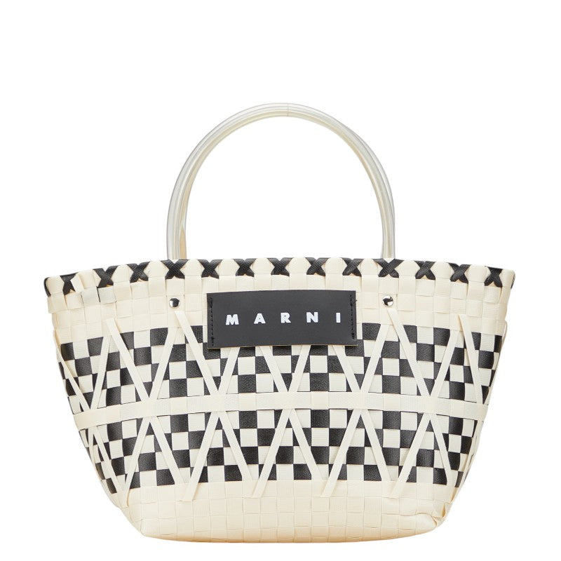 マルニ マーケット ハンドバッグ ホワイト ブラック ポリプロピレン レディース MARNI 【中古】