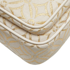 マイケルコース ジャガード ショルダーバッグ クロスボディバッグ ベージュ ゴールド キャンバス レディース Michael Kors 【中古】