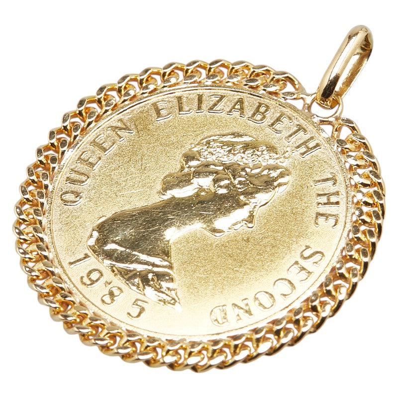 K18YG イエローゴールド エリザベス2世 ケネディ コイン 硬貨 ペンダントトップ レディース 【中古】
